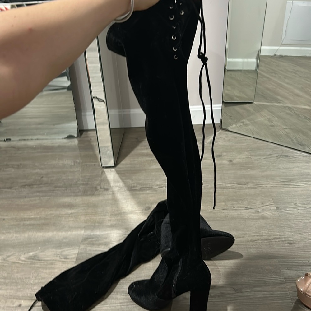 Thigh high velvet